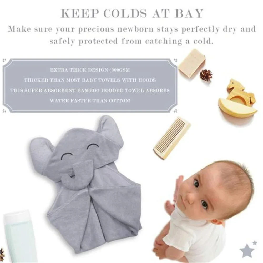 Premium Bamboo Baby Bath Towel – Soft Organic Hooded Towel for Toddlers